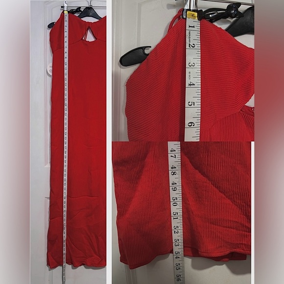 STAUD Gianna Front Keyhole Maxi Dress Ribbed Strappy cutout Papaya orange 14 - Picture 14 of 14